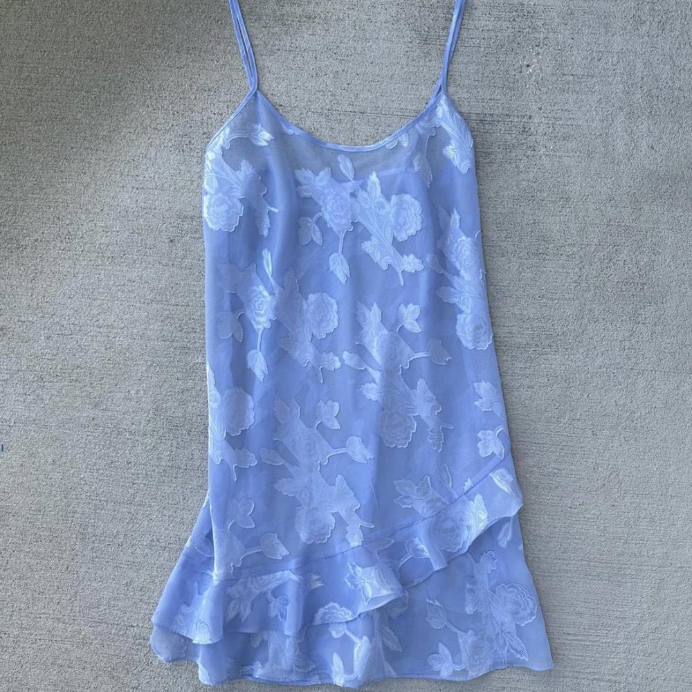 VINTAGE Y2K INDIE FLORAL MESH MINI SLIP DRESS